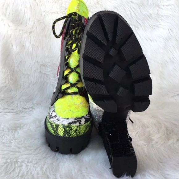 Women Neon Lights Platform Boots Size 10 - Picture 4 of 6
